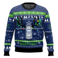 Hooktab Busch Light Reindeer Ugly Christmas Sweater