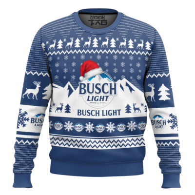 Busch Light Santa Hat Ugly Christmas Sweater