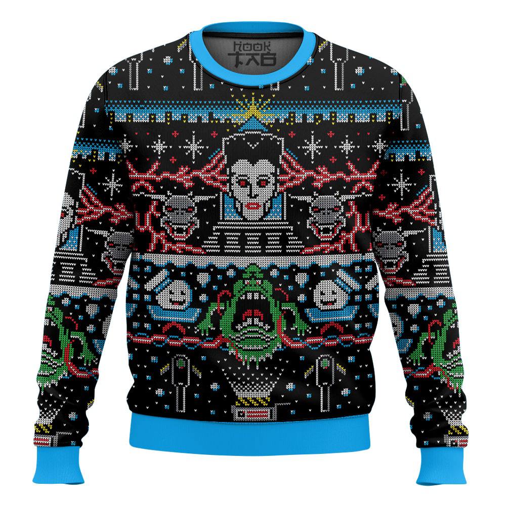 Hooktab Bustin X-Mas Ghostbusters Ugly Christmas Sweater Hooktab Bustin X-Mas Ghostbusters Ugly Christmas Sweater