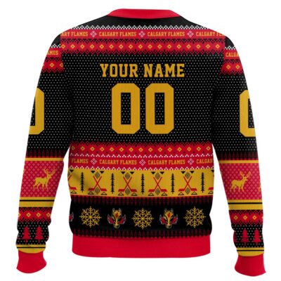 Hooktab Calgary Flames – Custom Name And Number Ugly Sweater