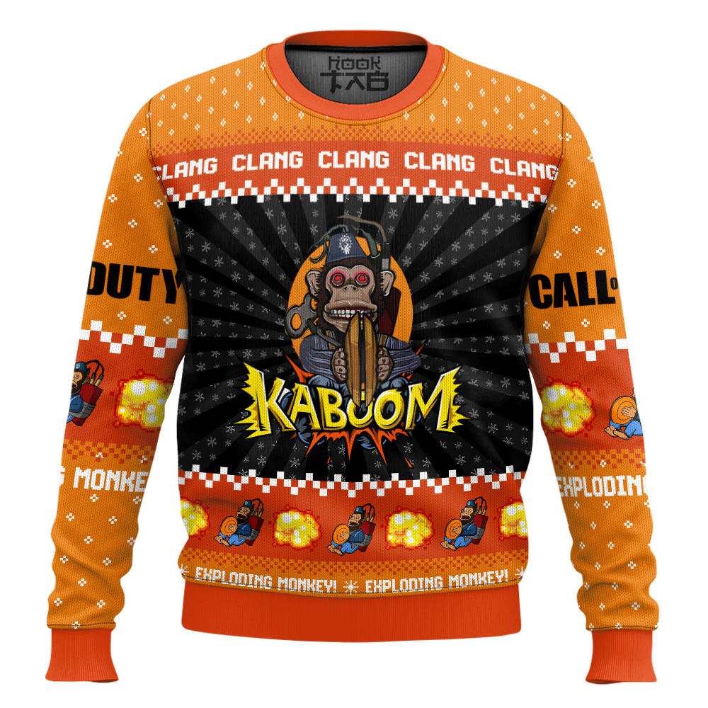 Hooktab Call Of Duty Monkey Bomb Ugly Christmas Sweater Hooktab Call Of Duty Monkey Bomb Ugly Christmas Sweater