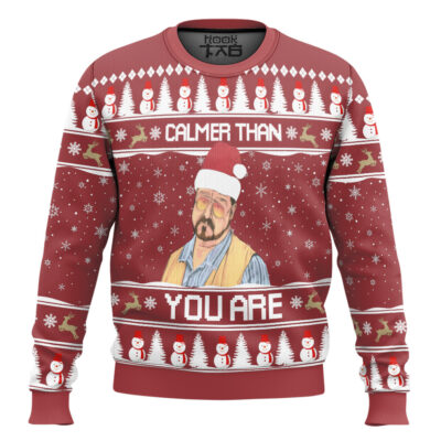 Calmer Than You Are The Big Lebowsk Ugly Christmas Sweater