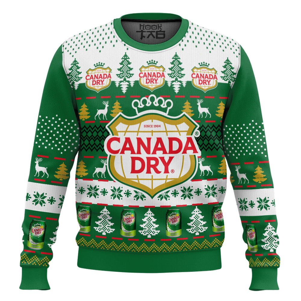 Hooktab Canada Dry Ginger Ale Ugly Christmas Sweater Hooktab Canada Dry Ginger Ale Ugly Christmas Sweater