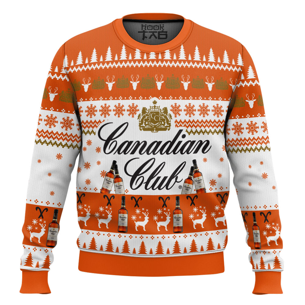 Hooktab Canadian Club Whiskey Ugly Christmas Sweater Hooktab Canadian Club Whiskey Ugly Christmas Sweater