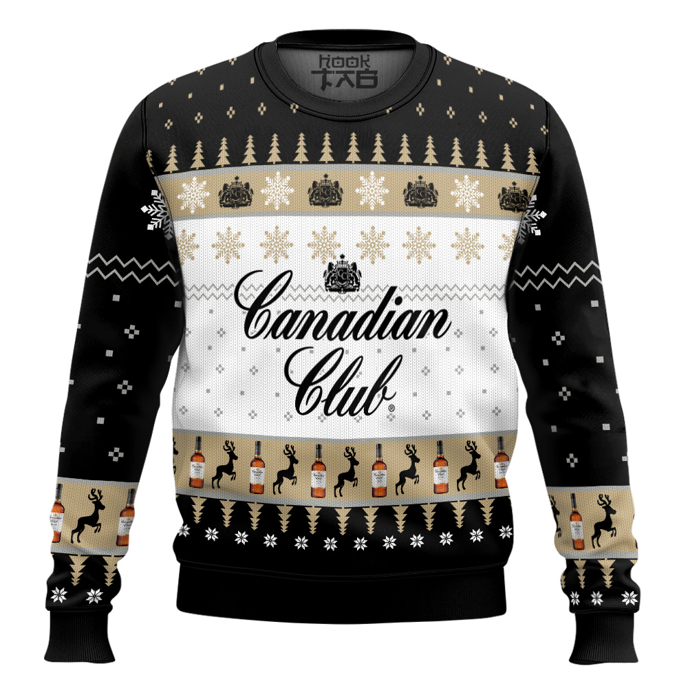 Hooktab Canadian Club Whisky Ugly Christmas Sweater Hooktab Canadian Club Whisky Ugly Christmas Sweater