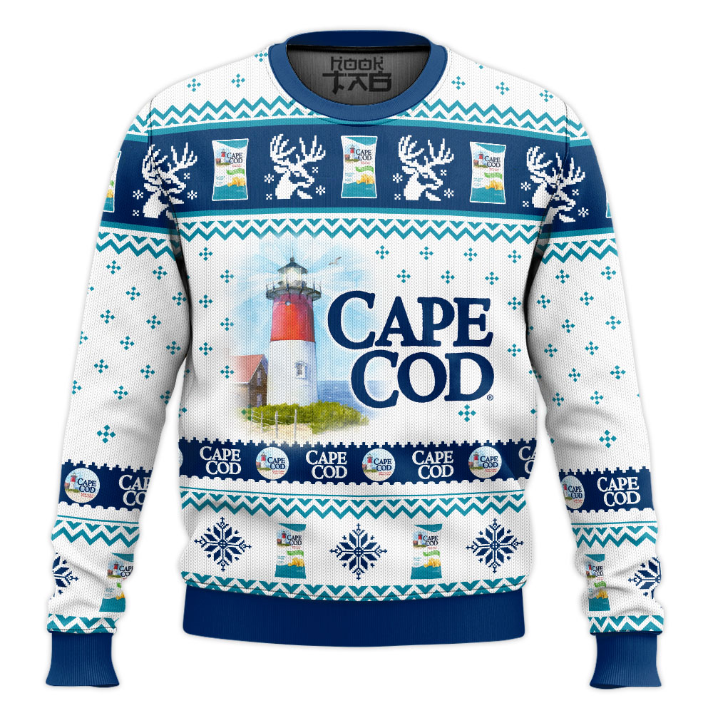 Hooktab Cape Cod Potato Chips Ugly Christmas Sweater Hooktab Cape Cod Potato Chips Ugly Christmas Sweater