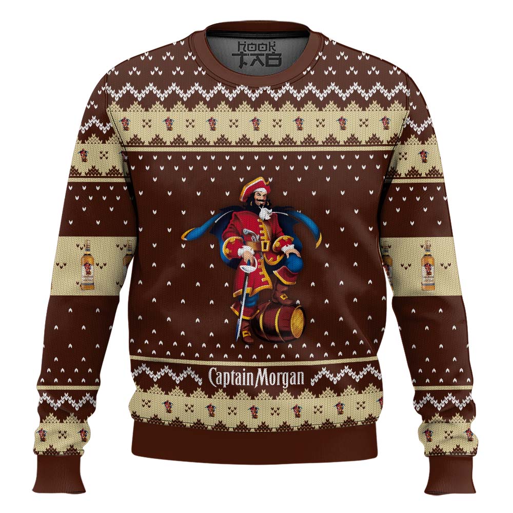 Hooktab Captain Morgan Caribbean Rum Ugly Christmas Sweater Hooktab Captain Morgan Caribbean Rum Ugly Christmas Sweater
