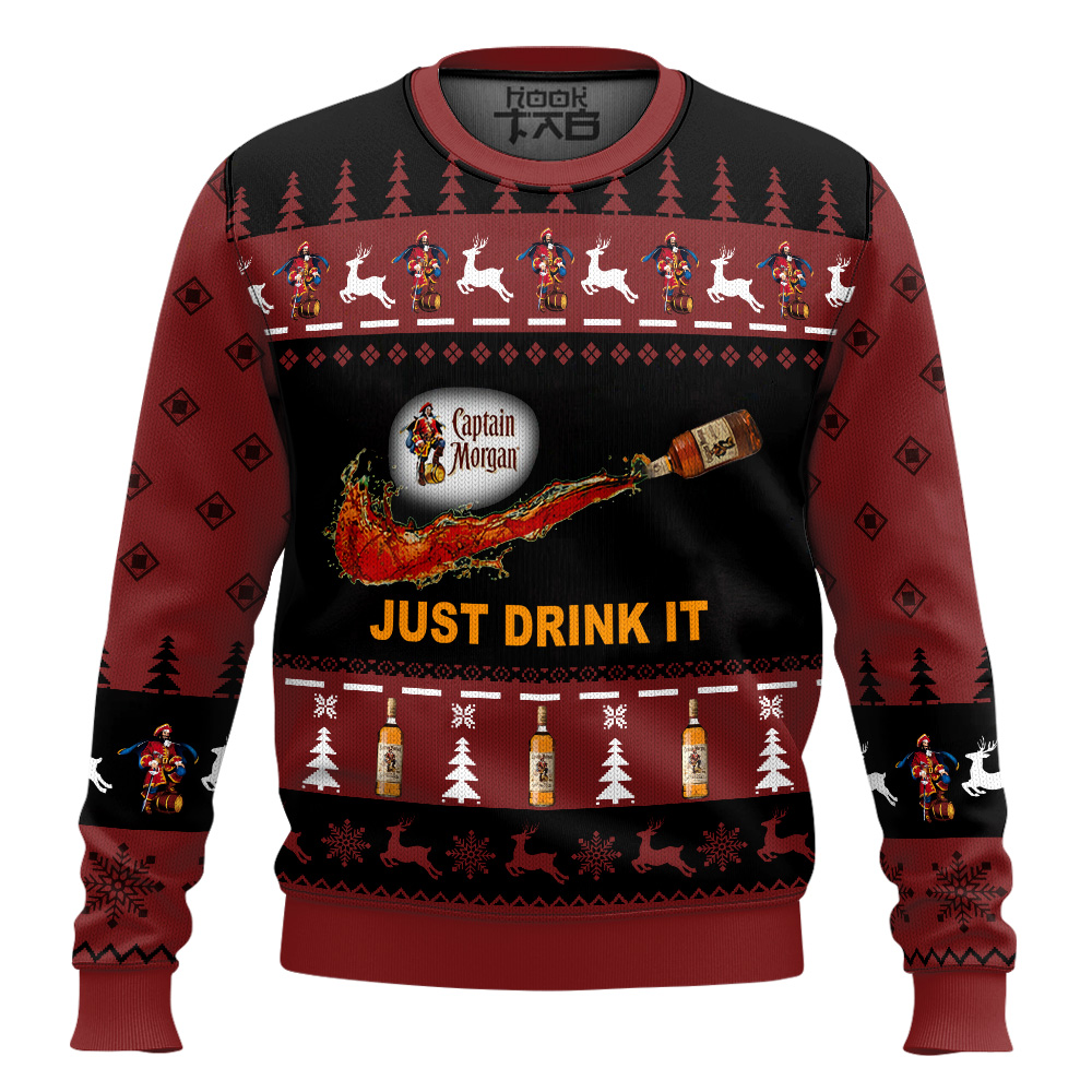Hooktab Captain Morgan Just Drink It Ugly Christmas Sweater Hooktab Captain Morgan Just Drink It Ugly Christmas Sweater