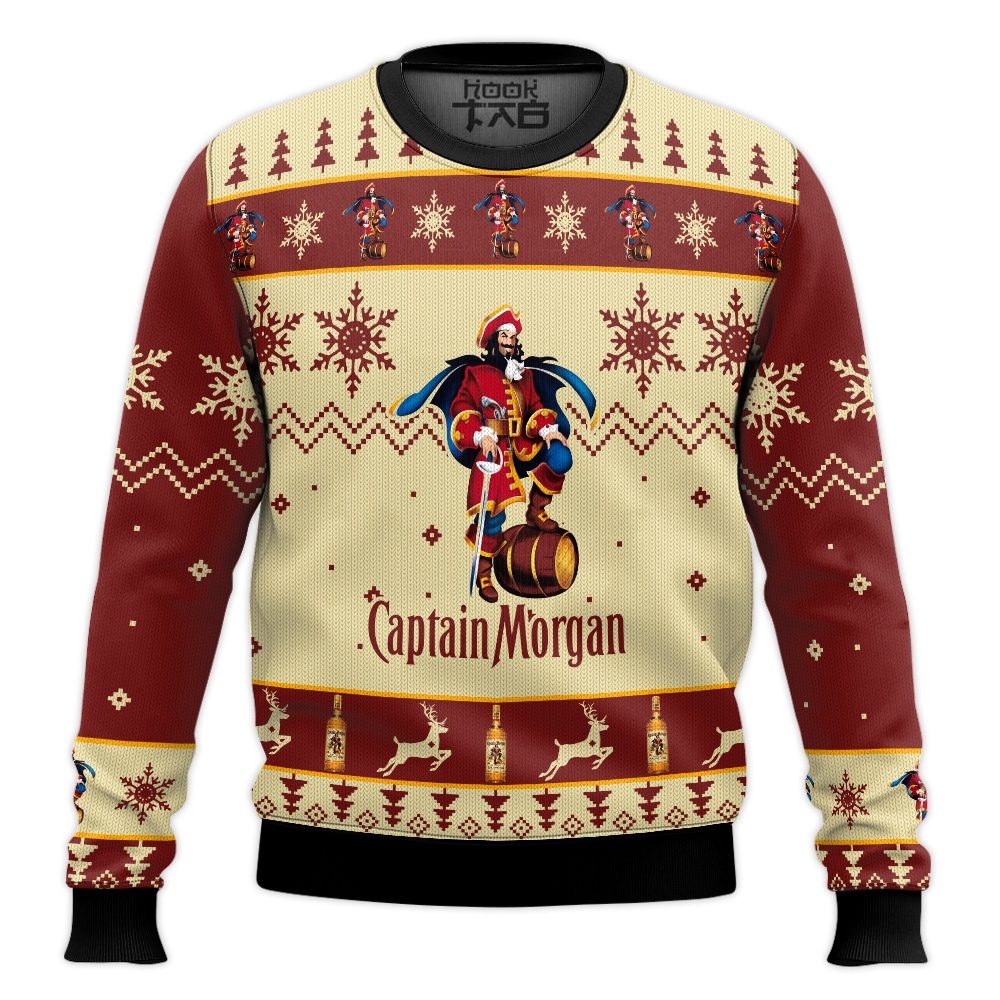 Hooktab Captain Morgan Rum - Custom Name Ugly Christmas Sweater Hooktab Captain Morgan Rum - Custom Name Ugly Christmas Sweater