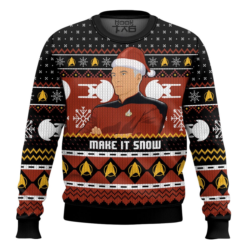 Hooktab Captain Picard Give Me Some Snow Ugly Christmas Sweater Hooktab Captain Picard Give Me Some Snow Ugly Christmas Sweater