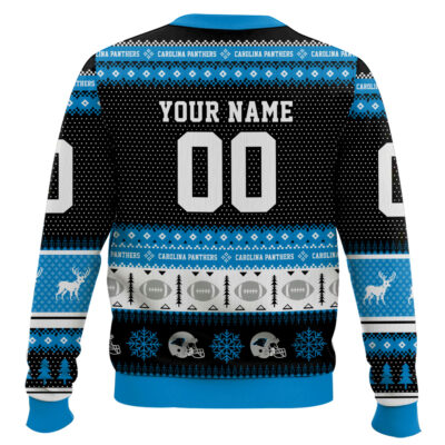 Hooktab Carolina Panthers – Custom Name And Number Ugly Sweater