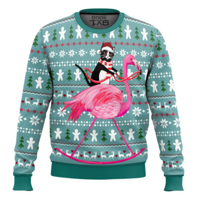 Cat And Flamingo Ugly Christmas Sweater