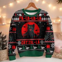 Hooktab Catzila Black Cat Ugly Christmas Sweater