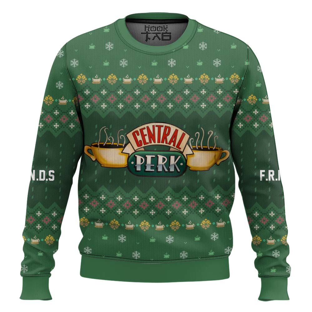 Hooktab Central Perk Friends Ugly Christmas Sweater Hooktab Central Perk Friends Ugly Christmas Sweater