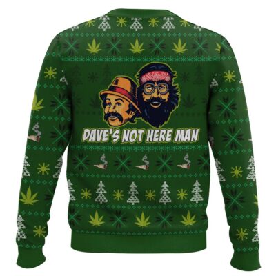 Hooktab Cheech And Chong Dave’s Not Here Man Ugly Christmas Sweater
