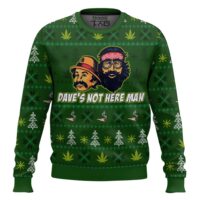 Hooktab Cheech And Chong Dave's Not Here Man Ugly Christmas Sweater