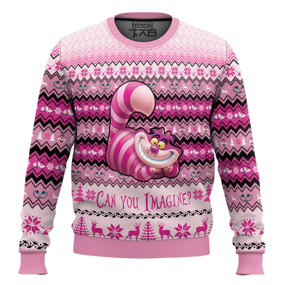 Hooktab Cheshire Cat Alice In Wonderland Ugly Christmas Sweater Hooktab Cheshire Cat Alice In Wonderland Ugly Christmas Sweater