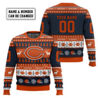 Hooktab Chicago Bears - Custom Name And Number Ugly Sweater