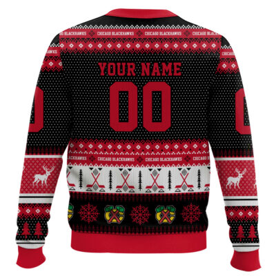 Hooktab Chicago Blackhawks – Custom Name And Number Ugly Sweater