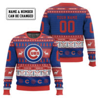 Hooktab Chicago Cubs - Custom Name And Number Ugly Sweater