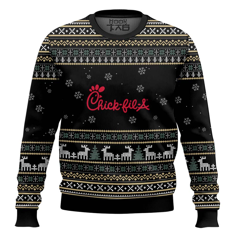 Hooktab Chick-fil-a - Custom Name Ugly Christmas Sweater Hooktab Chick-fil-a - Custom Name Ugly Christmas Sweater