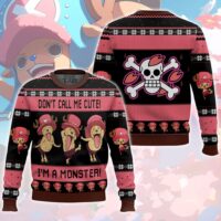 Hooktab Chopper Don't Call Me Cute! I'm A Monster! One Piece Ugly Christmas Sweater