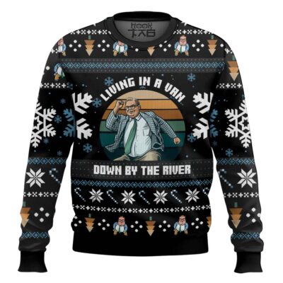 Chris Farley Livin' In A Van Down By The River Saturday Night Live Ugly Christmas Sweater