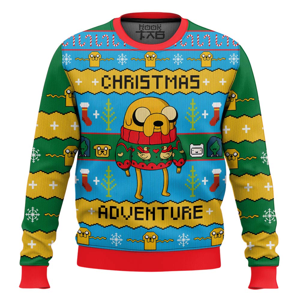 Hooktab Christmas Adventure Time Ugly Christmas Sweater Hooktab Christmas Adventure Time Ugly Christmas Sweater