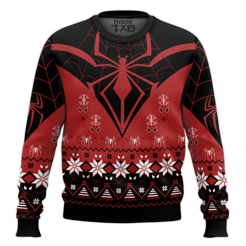 Hooktab Christmas In Brooklyn Miles Morales Ugly Christmas Sweater Hooktab Christmas In Brooklyn Miles Morales Ugly Christmas Sweater