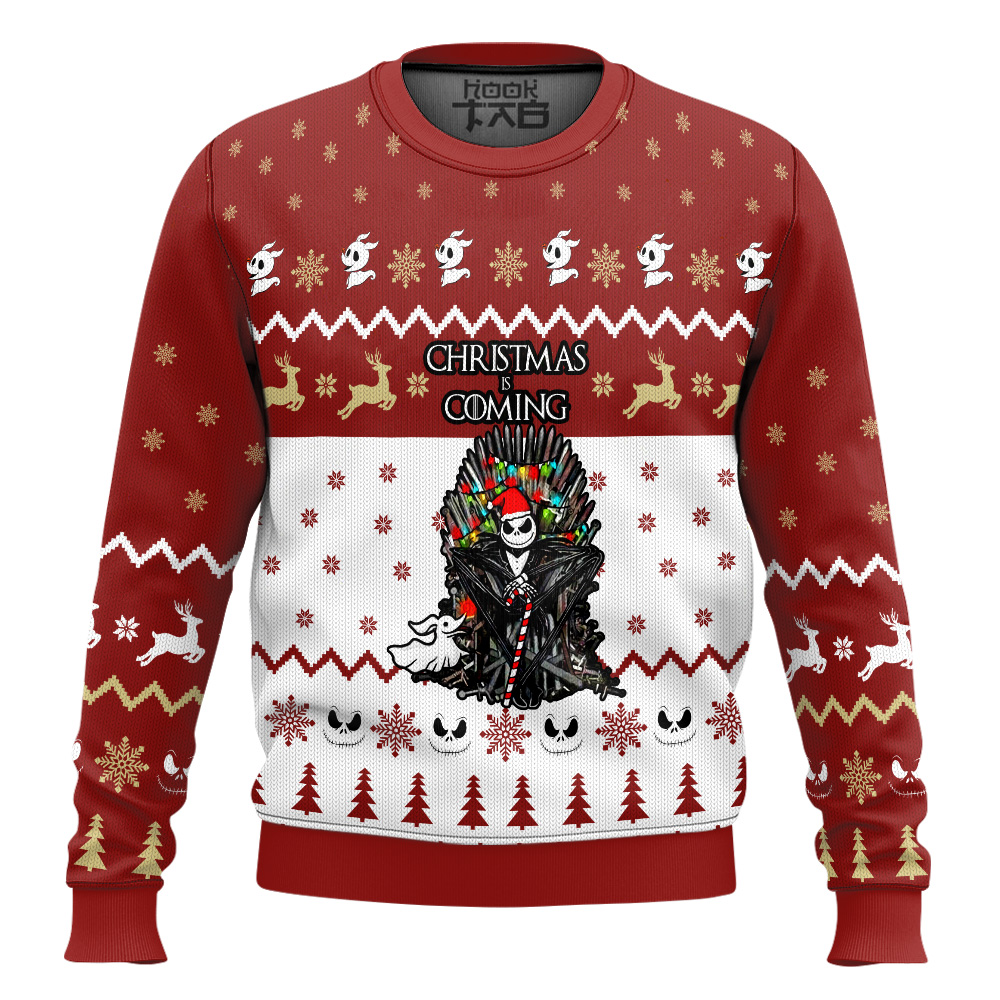 Hooktab Christmas Is Coming Jack Skellington Ugly Christmas Sweater Hooktab Christmas Is Coming Jack Skellington Ugly Christmas Sweater