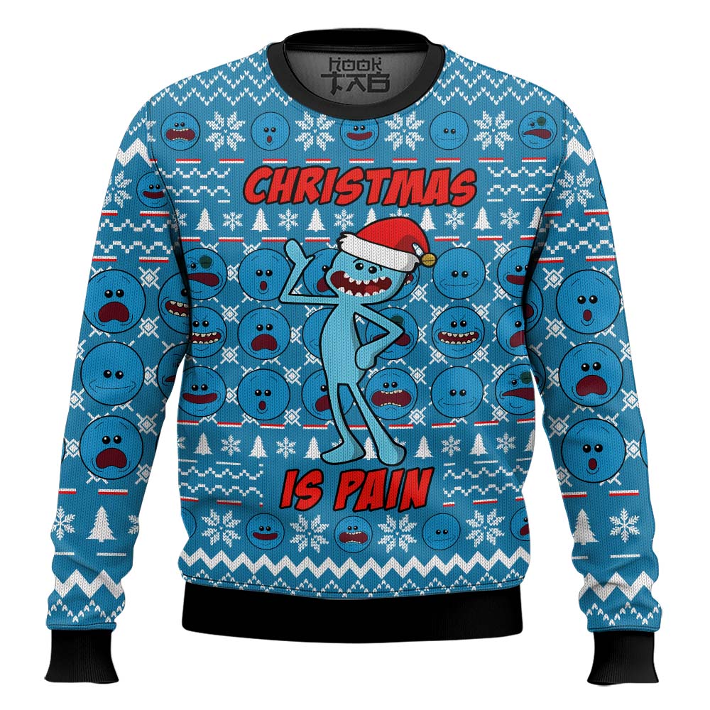 Hooktab Christmas Is Pain Mr. Meeseeks Rick And Morty Ugly Christmas Sweater Hooktab Christmas Is Pain Mr. Meeseeks Rick And Morty Ugly Christmas Sweater