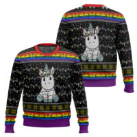 Hooktab Christmas Light Unicorn Ugly Christmas Sweater