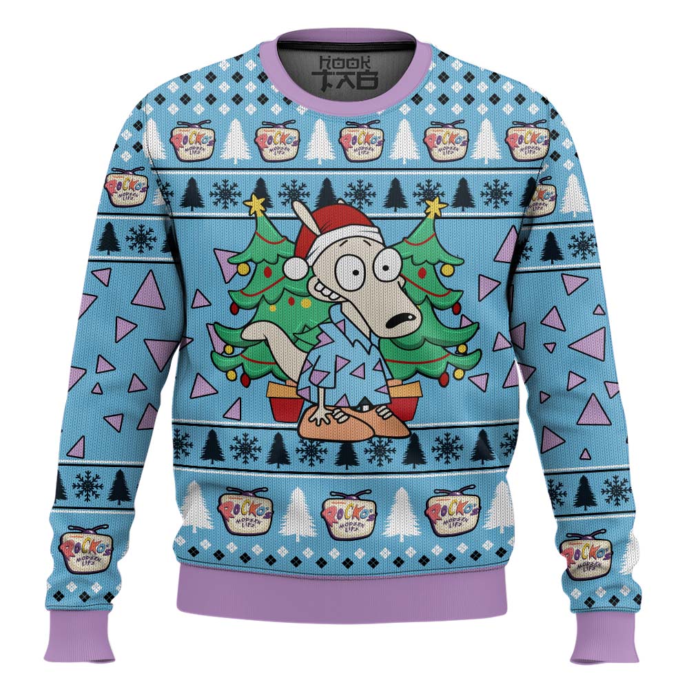 Hooktab Christmas Rocko Rocko's Modern Life Ugly Christmas Sweater Hooktab Christmas Rocko Rocko's Modern Life Ugly Christmas Sweater