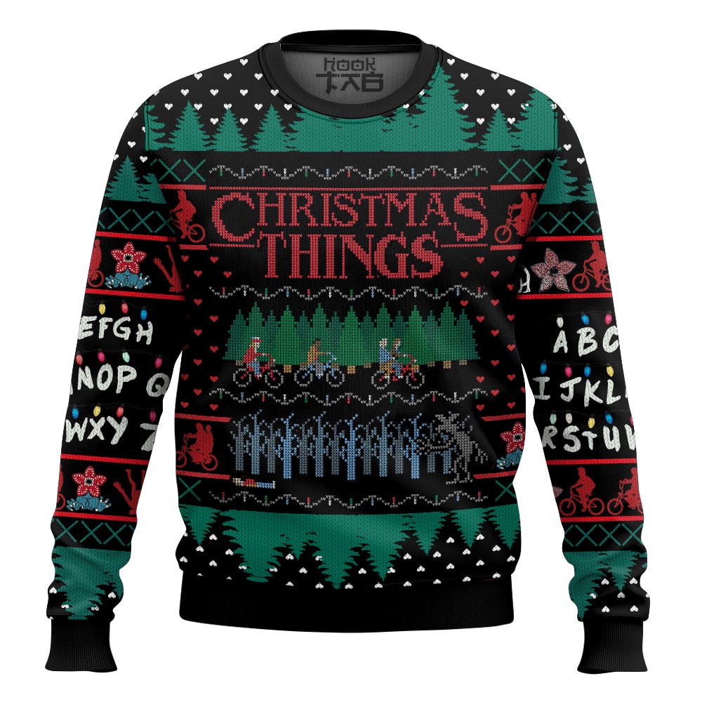 Hooktab Christmas Things Stranger Things Ugly Christmas Sweater Hooktab Christmas Things Stranger Things Ugly Christmas Sweater