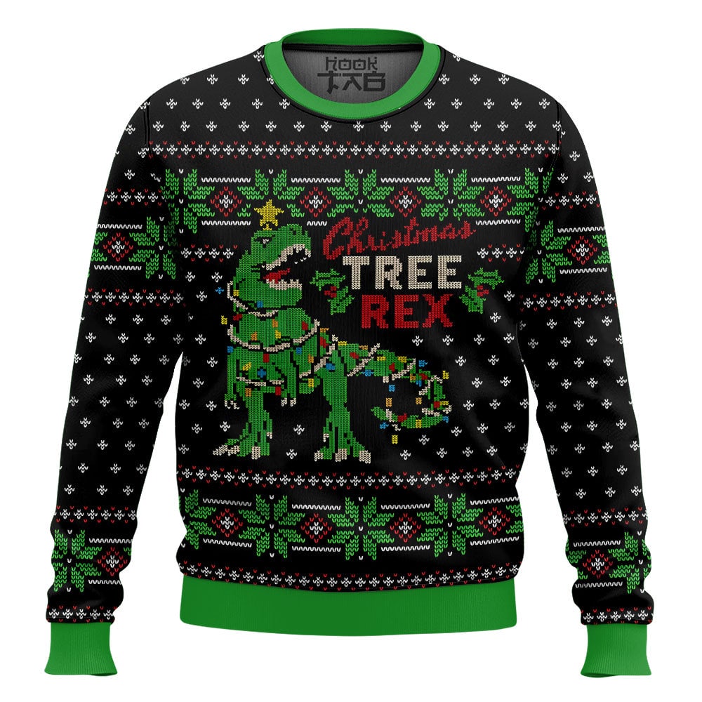 Hooktab Christmas Tree Rex Jurassic Park Ugly Christmas Sweater Hooktab Christmas Tree Rex Jurassic Park Ugly Christmas Sweater
