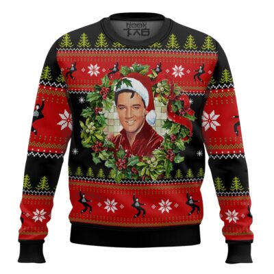 Christmas Wreath Elvis Presley Ugly Christmas Sweater