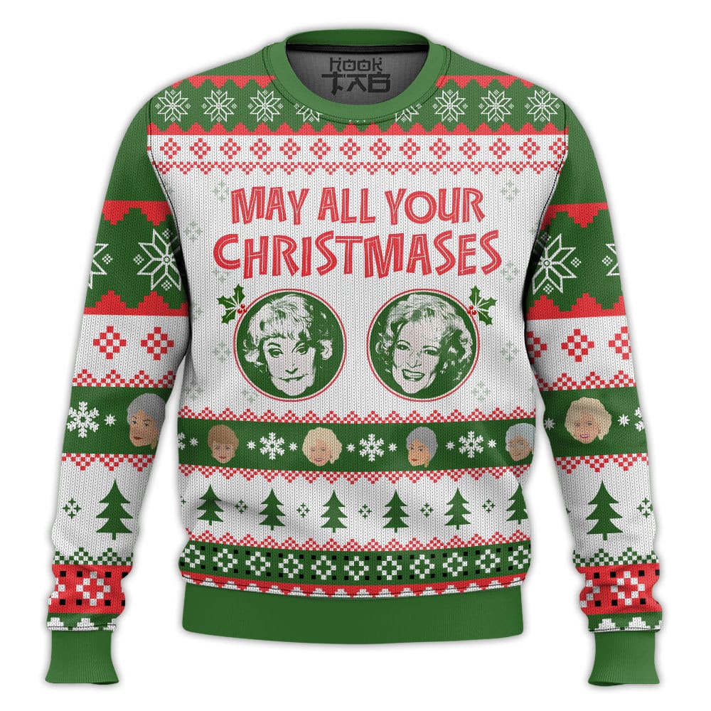 Hooktab Christmases Bea White The Golden Girls Ugly Christmas Sweater Hooktab Christmases Bea White The Golden Girls Ugly Christmas Sweater