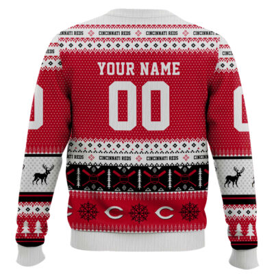 Hooktab Cincinnati Reds – Custom Name And Number Ugly Sweater