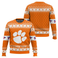 Hooktab Clemson Tigers - Custom Name And Number Ugly Christmas Sweater