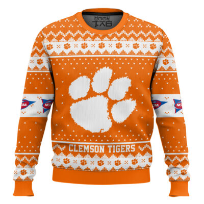 Clemson Tigers - Custom Name And Number Ugly Christmas Sweater