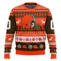 Hooktab Cleveland Browns - Custom Name And Number Ugly Sweater