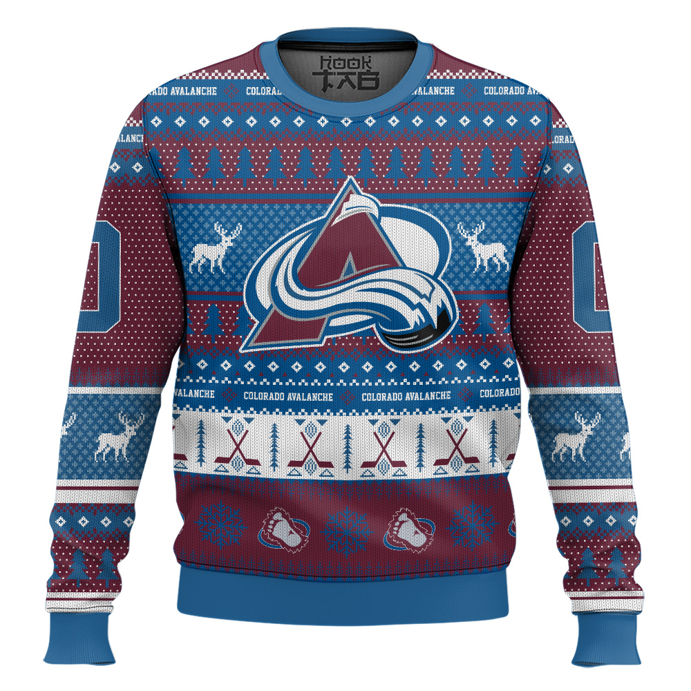 Hooktab Colorado Avalanche - Custom Name And Number Ugly Sweater Hooktab Colorado Avalanche - Custom Name And Number Ugly Sweater