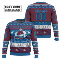Hooktab Colorado Avalanche - Custom Name And Number Ugly Sweater