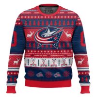 Hooktab Columbus Blue Jackets - Custom Name And Number Ugly Sweater