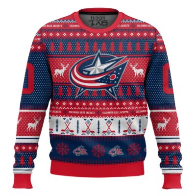 Columbus Blue Jackets - Custom Name And Number Ugly Sweater
