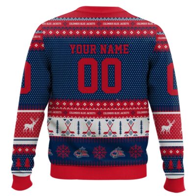 Hooktab Columbus Blue Jackets – Custom Name And Number Ugly Sweater