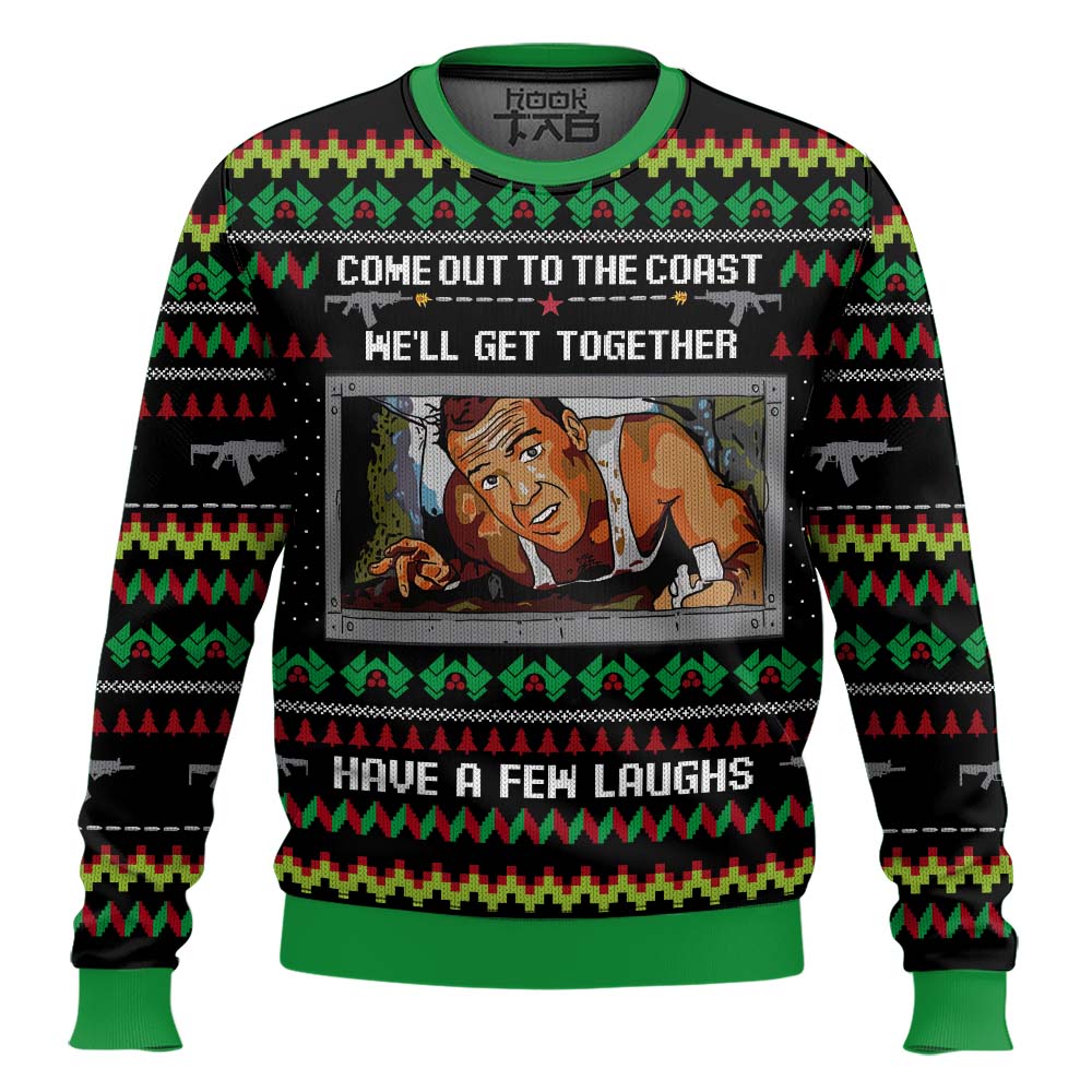 Hooktab Come Out To The Coast, Have A Few Laughs Die Hard Ugly Christmas Sweater Hooktab Come Out To The Coast, Have A Few Laughs Die Hard Ugly Christmas Sweater