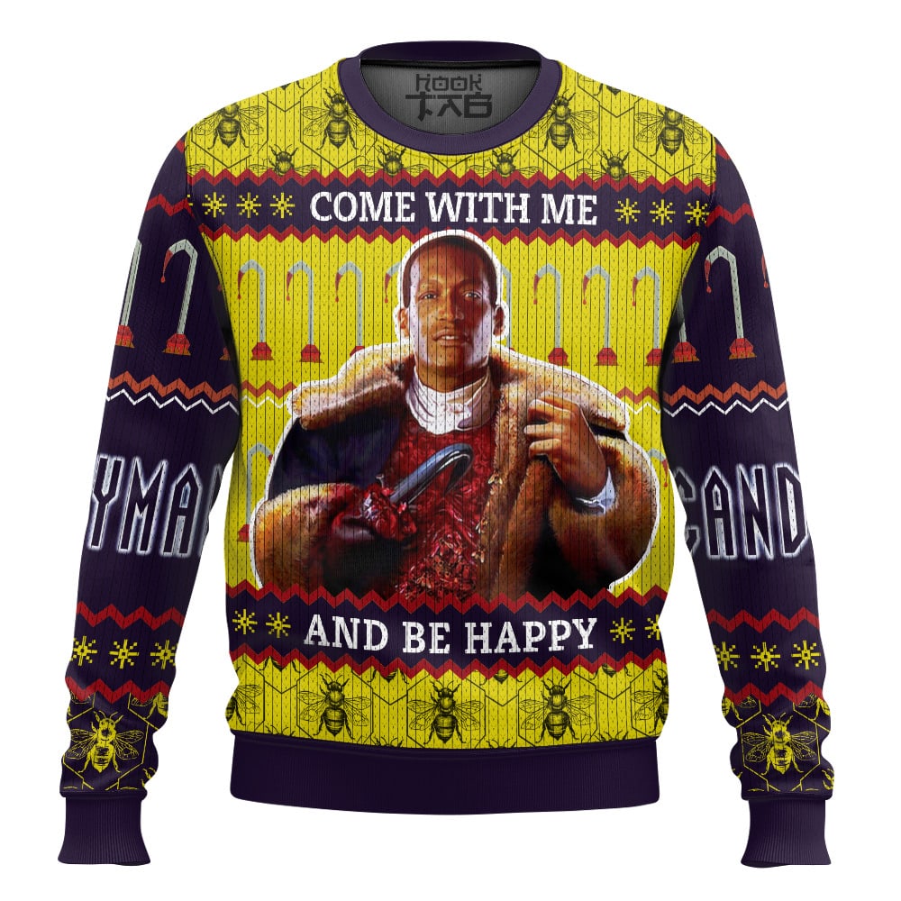 Hooktab Come With Me And Be Happy Candyman Ugly Christmas Sweater Hooktab Come With Me And Be Happy Candyman Ugly Christmas Sweater