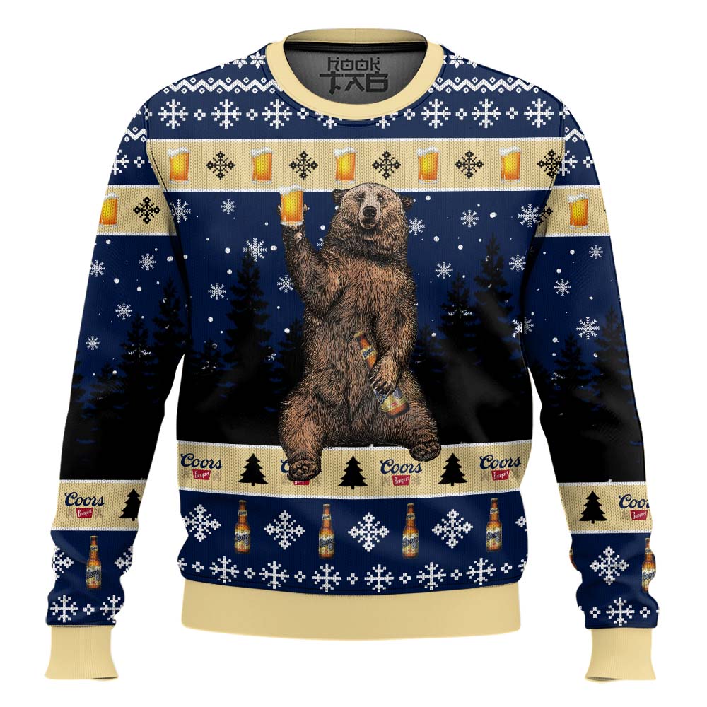 Hooktab Coors Banquet Bear Ugly Christmas Sweater Hooktab Coors Banquet Bear Ugly Christmas Sweater