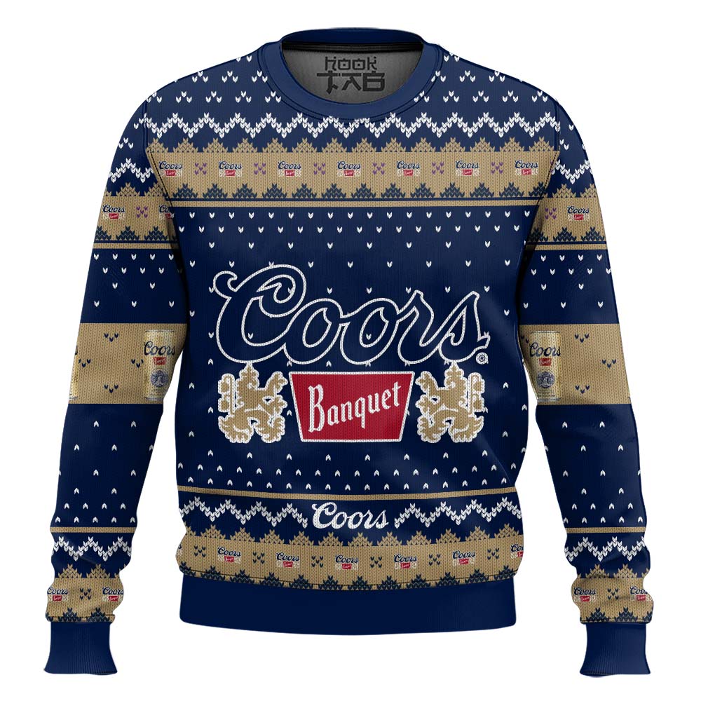 Hooktab Coors Banquet Brews Ugly Christmas Sweater Hooktab Coors Banquet Brews Ugly Christmas Sweater